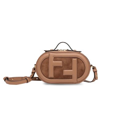 FENDI CAPPUCCINO LEATHER AND SUEDE CROSSBODY BAG 8BS058AHSBF1FVX (21*13*8cm)